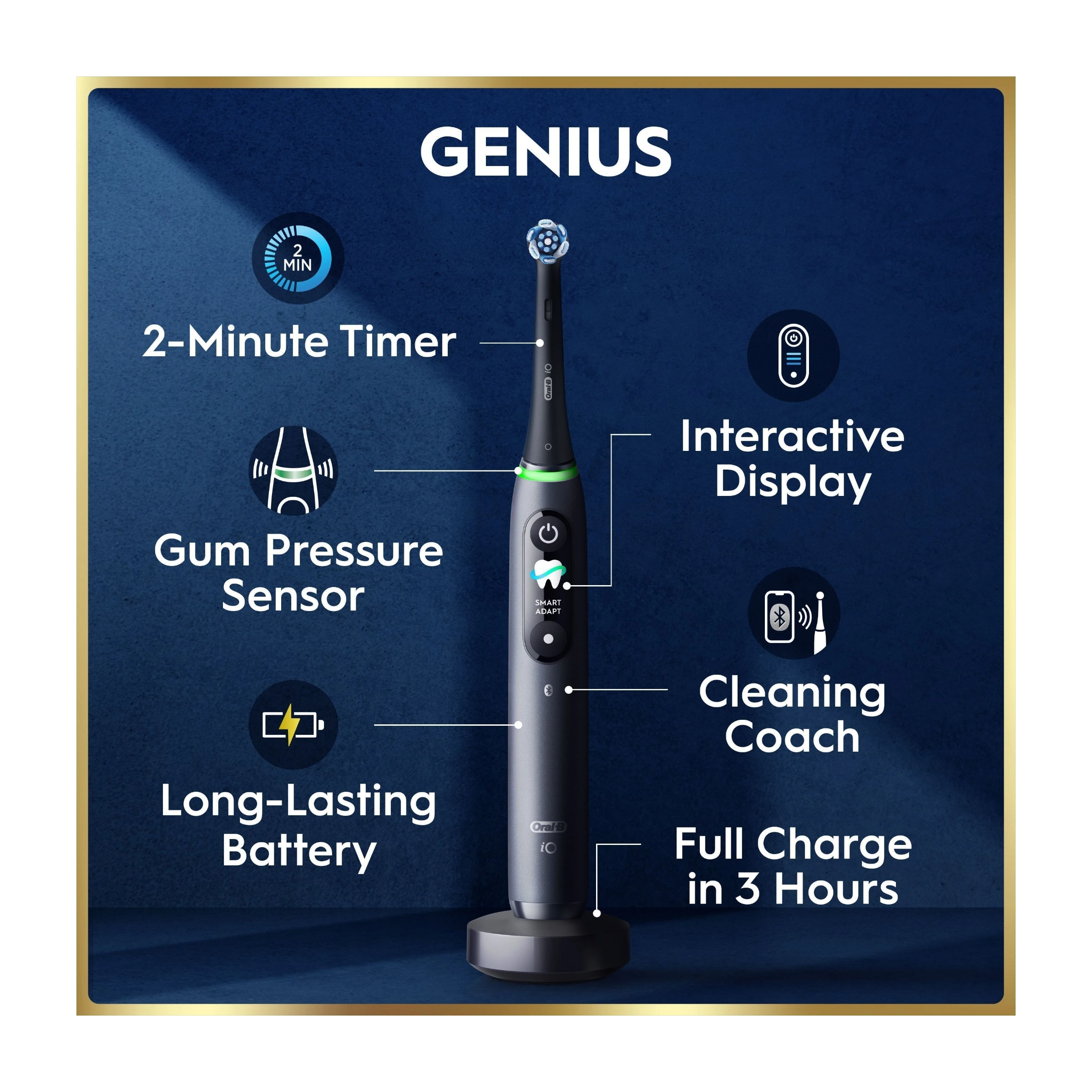 Oral-B iO9 Duo Edition elektrisk tandbørste, Black Onyx & Rose Quartz billede 4