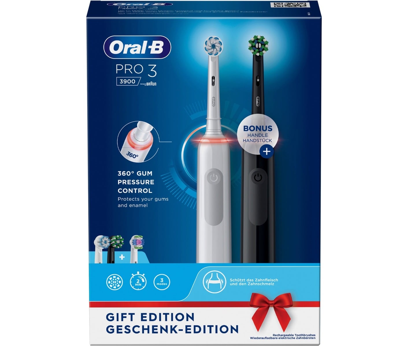 Oral-b Pro 3 3900 Duopack Blackk/white Eltandbørste billede 1