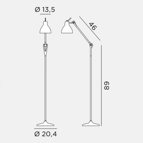Luxy F1 Gulvlampe Alu - mat hvidt glas billede 2