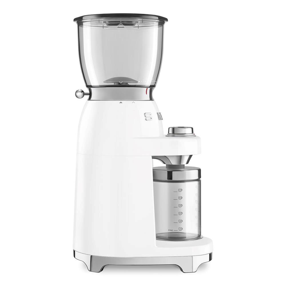 Smeg 50''s Style Kaffekværn CGF01WHEU Hvid, Burr kværn, 350 g, Konisk møtrik, Rustfrit stål, 450 rpm, Hvid billede 3