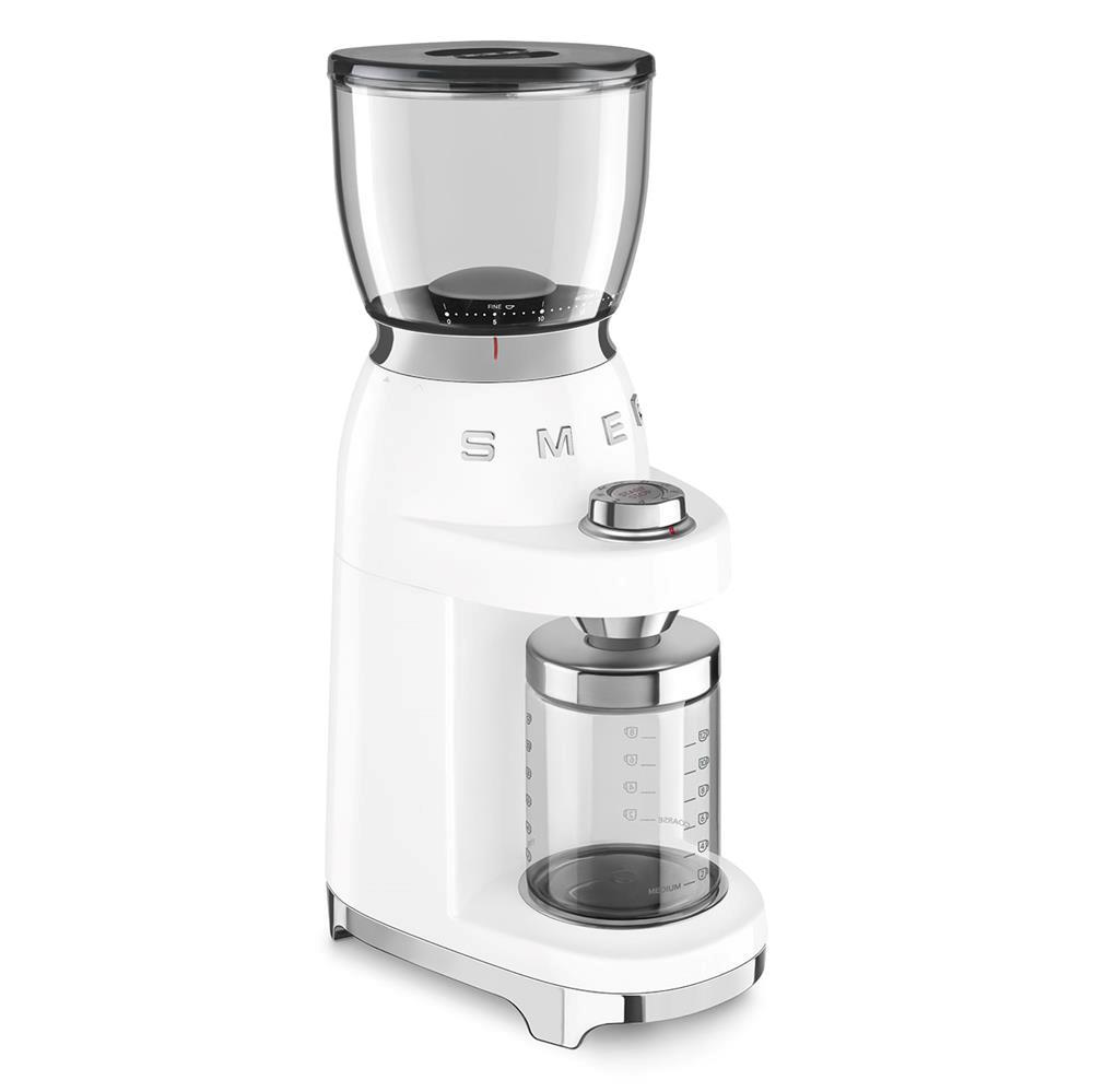 Smeg 50''s Style Kaffekværn CGF01WHEU Hvid, Burr kværn, 350 g, Konisk møtrik, Rustfrit stål, 450 rpm, Hvid billede 2