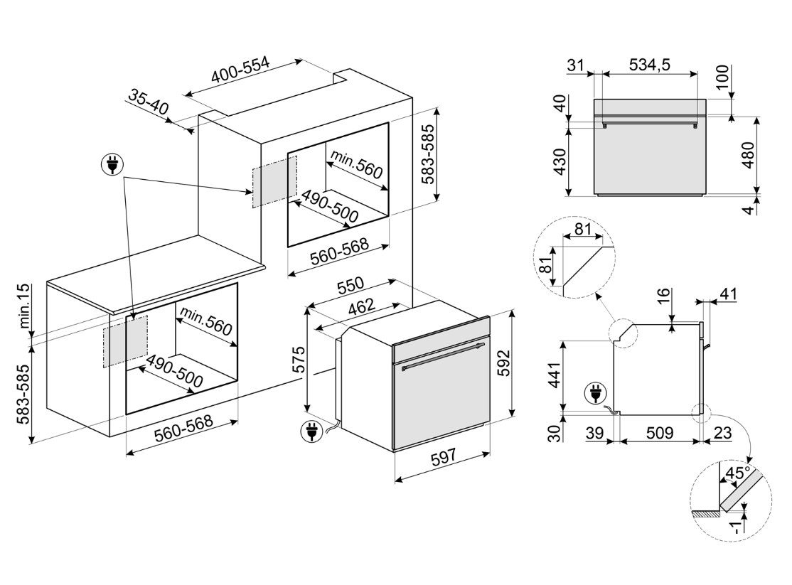 SMEG SOP6900TN Sort