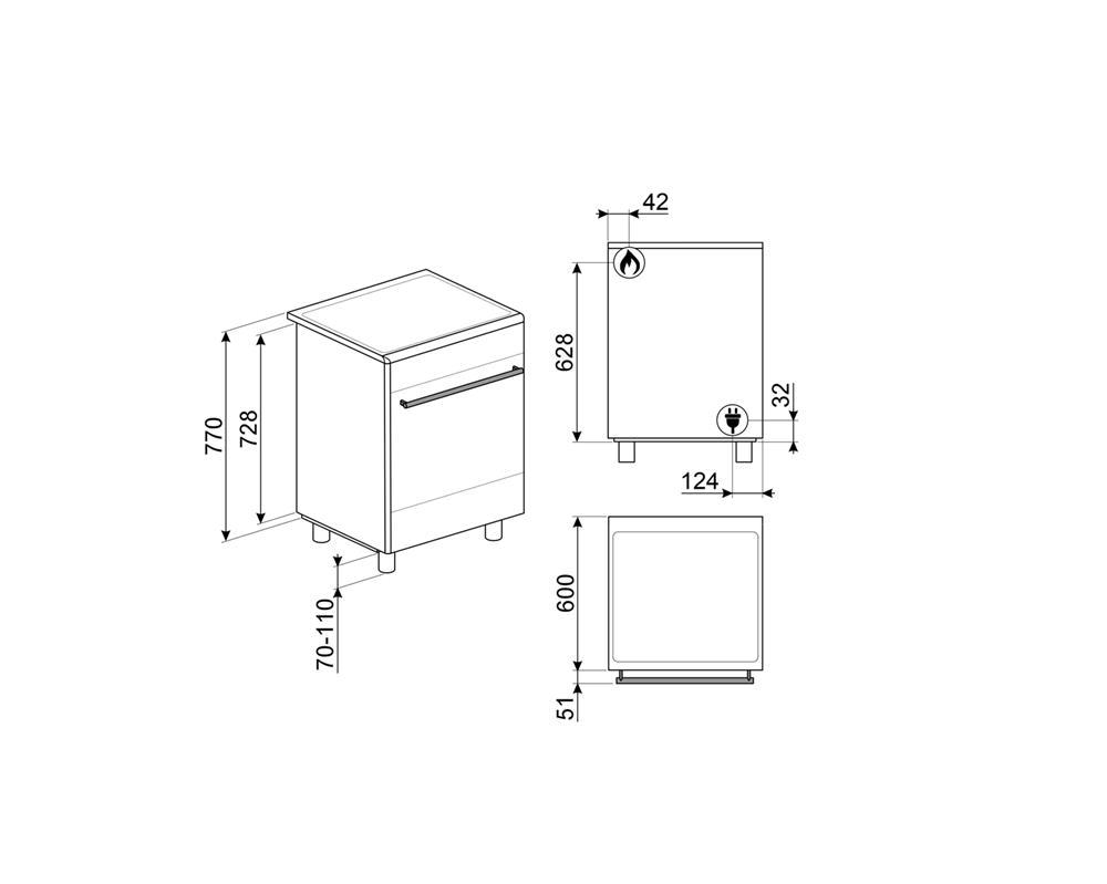 Smeg CX61GMBL gaskomfur billede 7