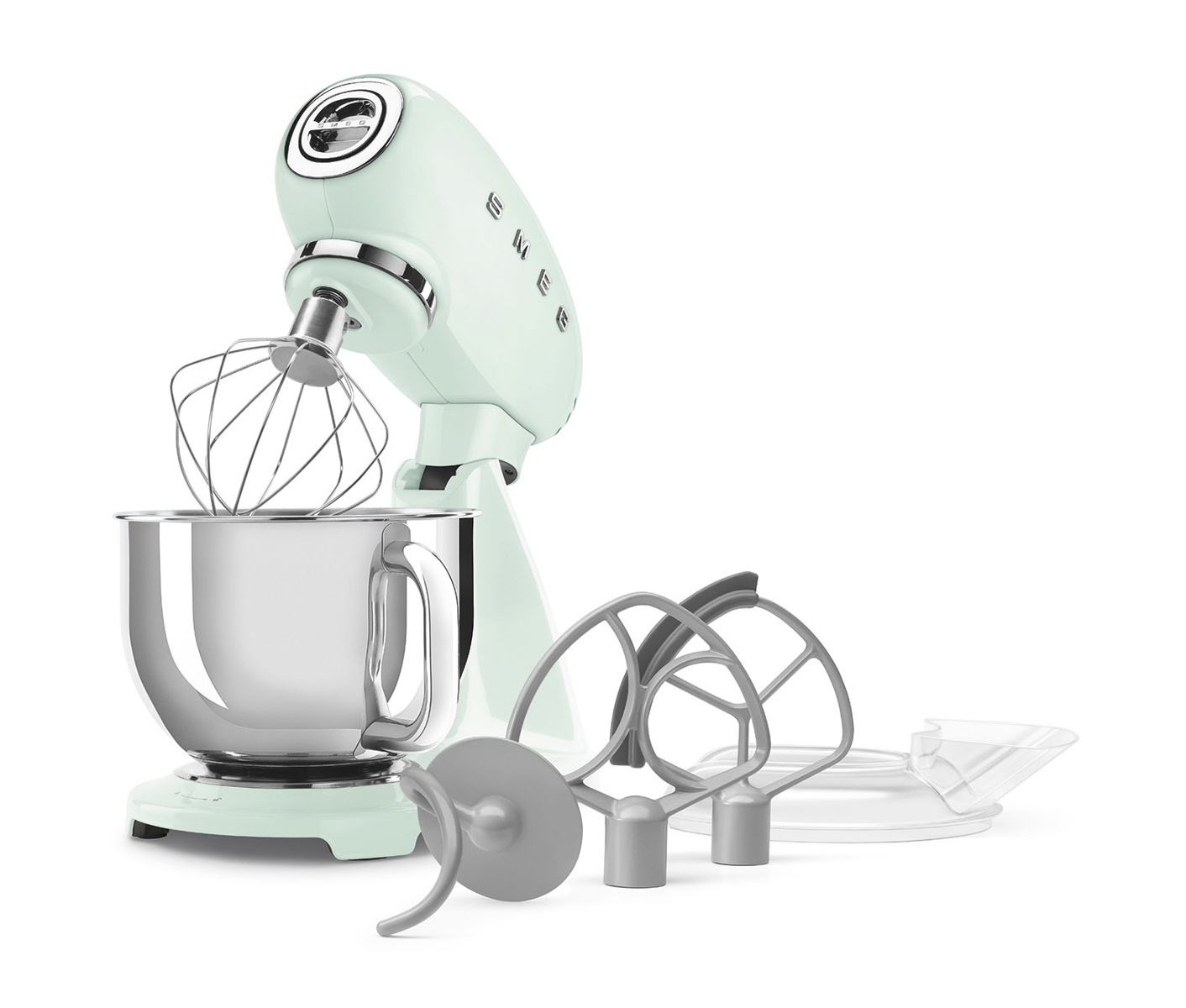 Smeg 50''s Style Køkkenmaskine SMF05PGEU Pastelgrøn, Bordmixer, Grøn, Slå, Mikse, Piskning, 1 m, 4,8 L, Pastel green billede 3