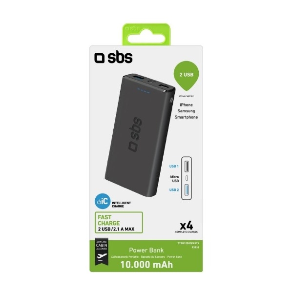 SBS Powerbank 10000 mAH, sort billede 3
