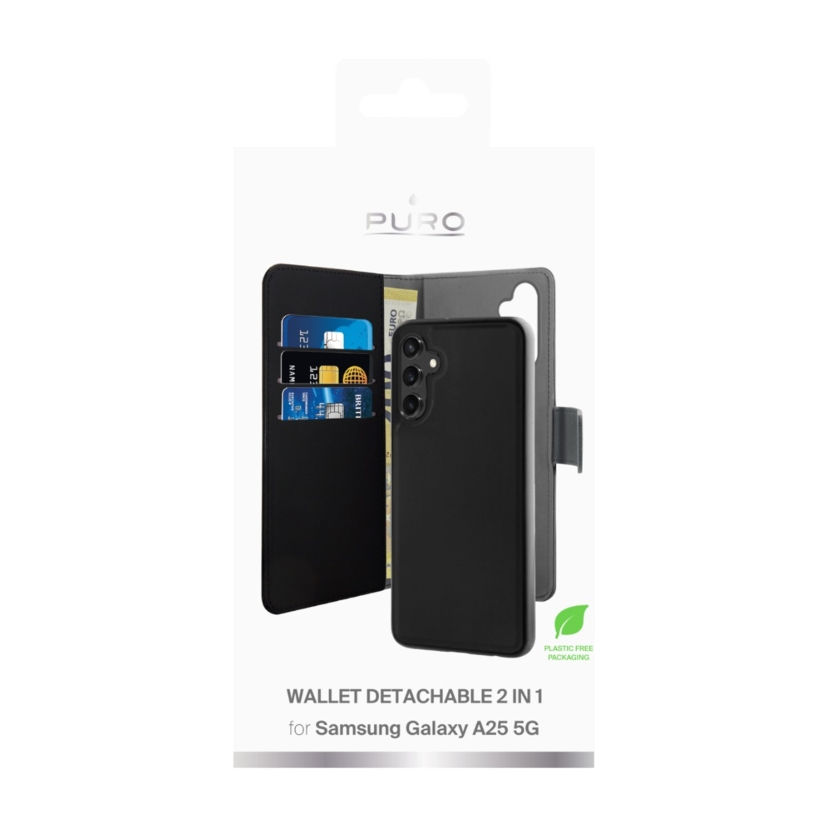 Puro Samsung Galaxy A25 5G 2IN1 Wallet Cover, sort billede 3