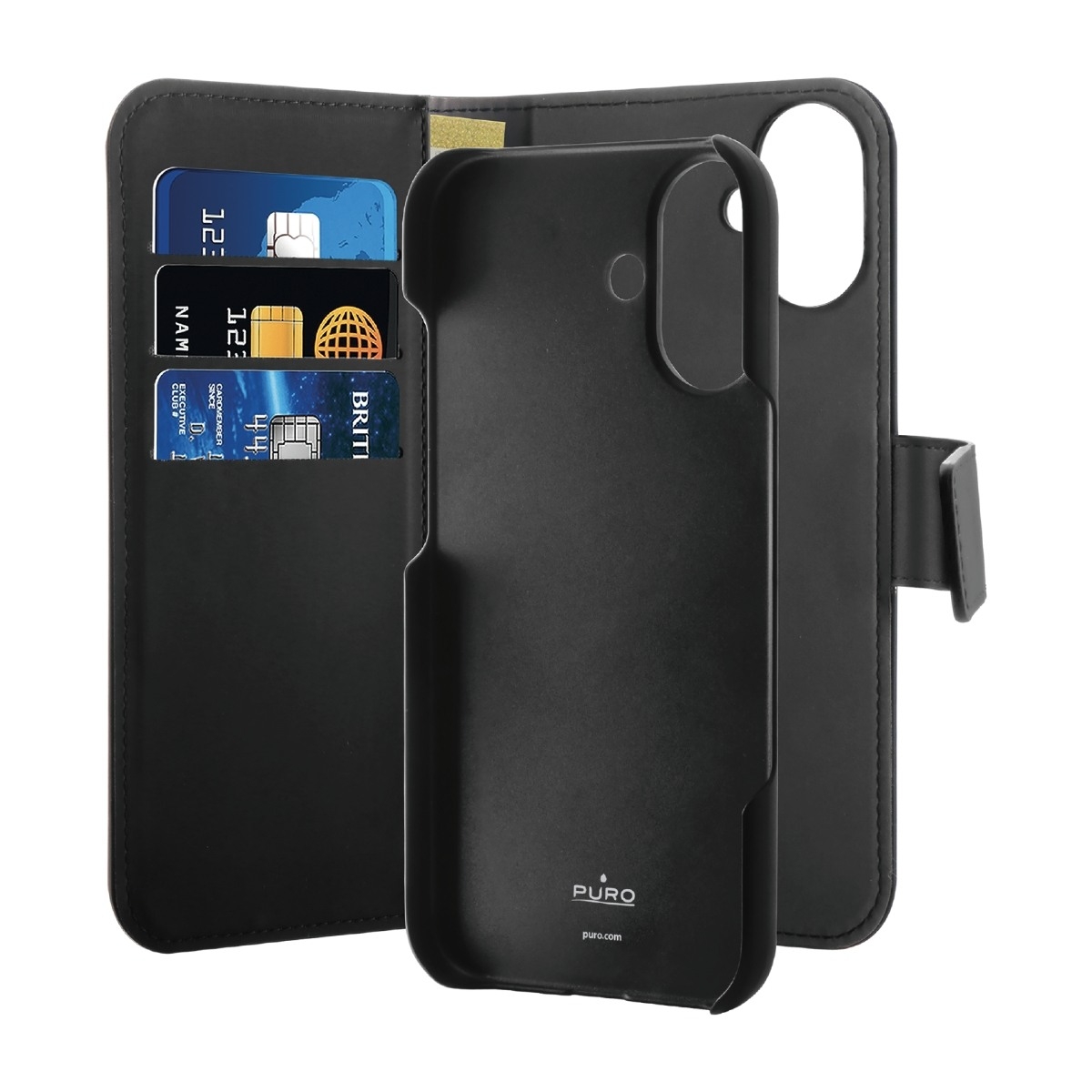 Puro iPhone 16 Plus 2IN1 Wallet Cover, sort billede 2