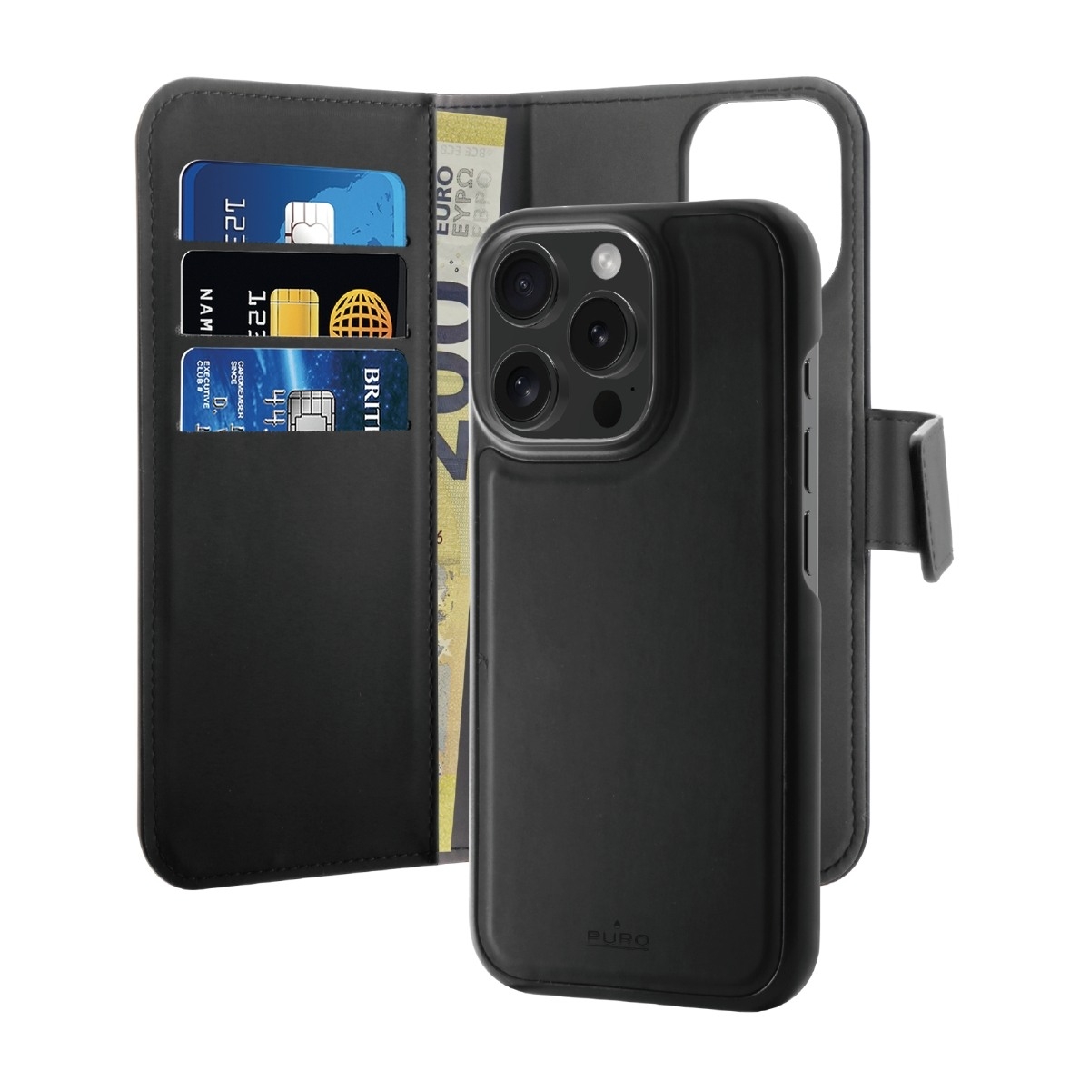 Puro iPhone 16 Pro 2IN1 Wallet Cover, sort billede 1