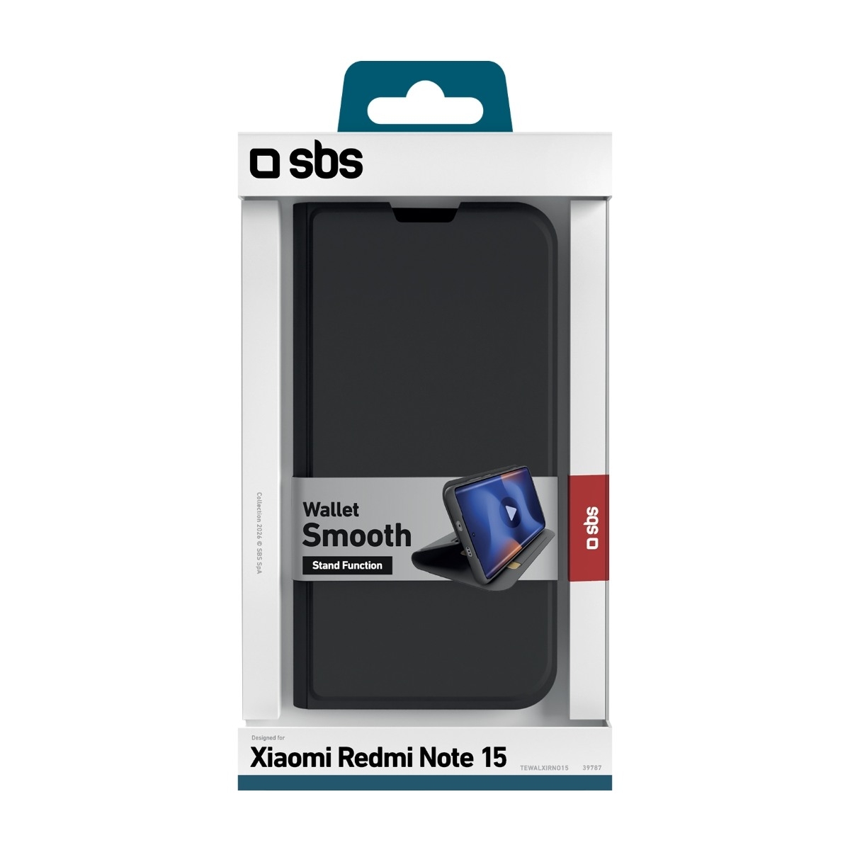 SBS Smooth Wallet cover Xiaomi Redmi Note 15, sort billede 3