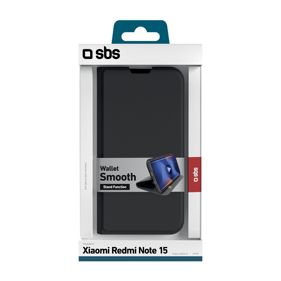 SBS Smooth Wallet cover Xiaomi Redmi Note 15, sort billede 6