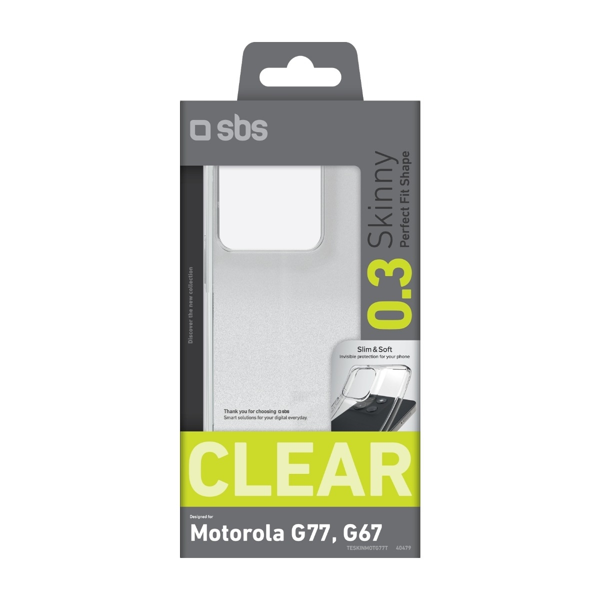 SBS Motorola Moto G77/G67 Skinny Cover, gennemsigtigt billede 2