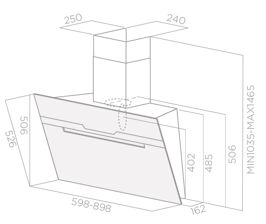 Elica Majestic BL/A/60 Wall-mounted Black 691 m³/h billede 3