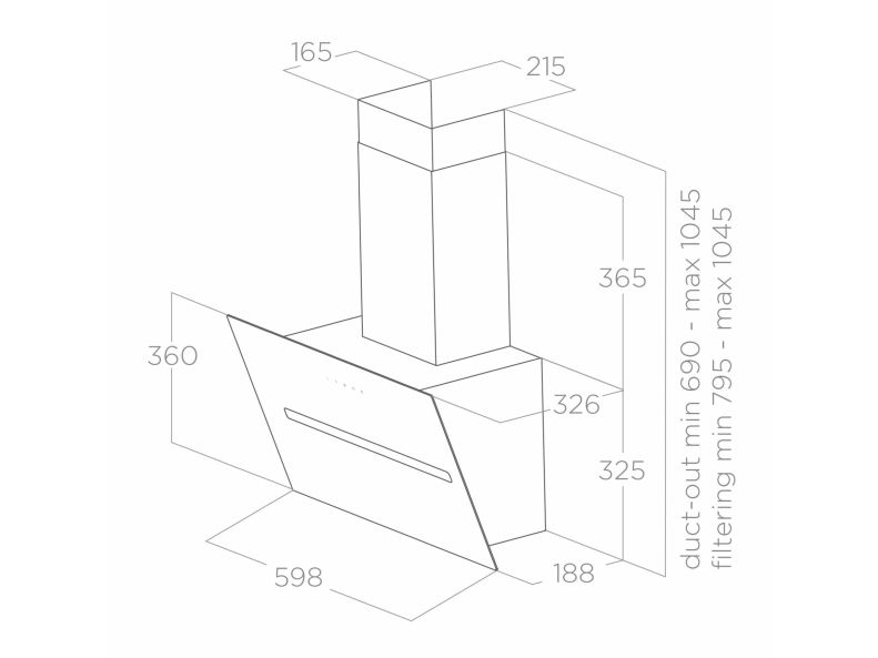 Eico 5852 Shy-S BL/A/60 Væghængt emhætte