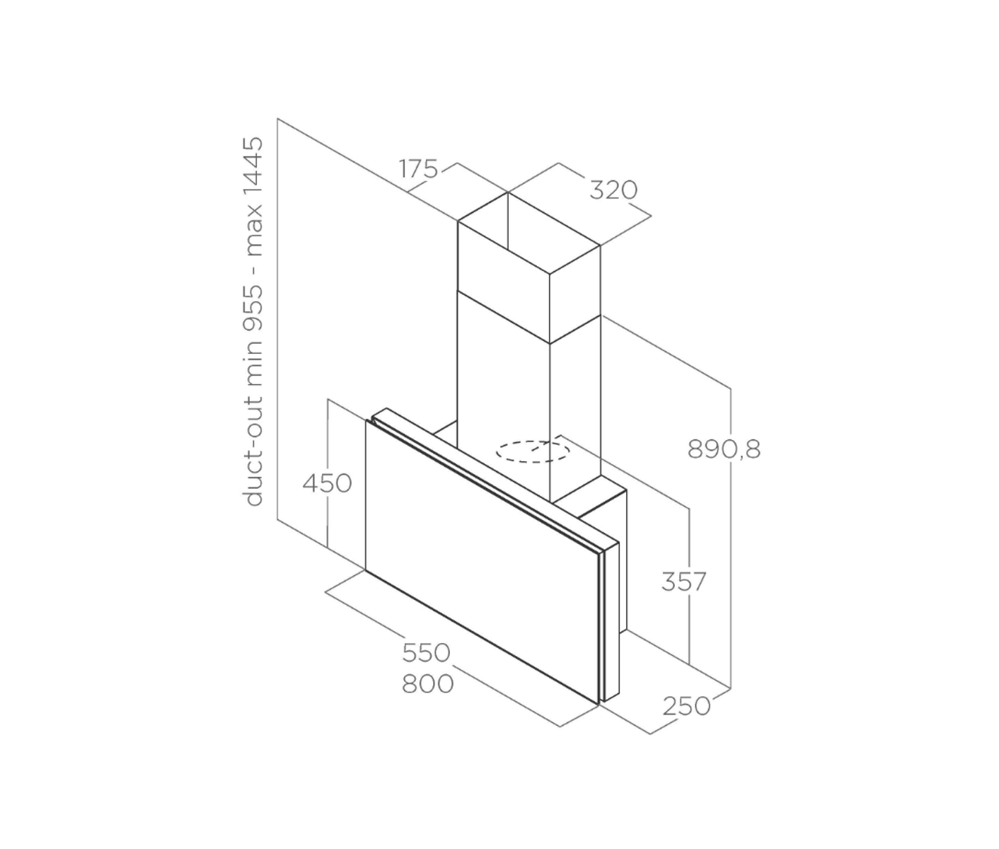 Eico 5621 Plat BL/F/80 Væghængt emhætte
