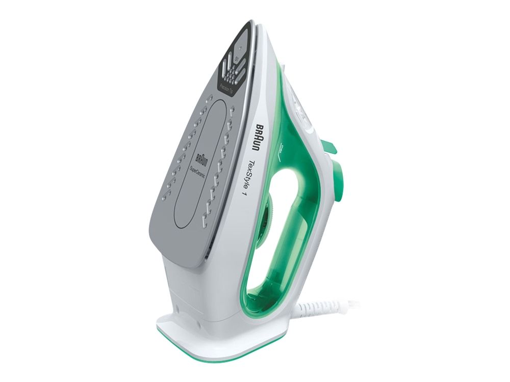Braun TexStyle 1 SI 1040 GR - Dampstrygejern - såleplade: SuperCeramic - 2000 W - hvid/grøn billede 3