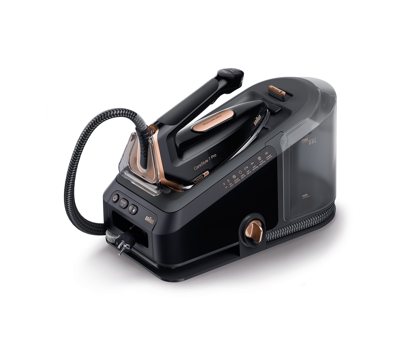 Braun CareStyle 7 Pro IS 7286 BK - Dampstrygejern med automatisk afbrydelse - såleplade: EloxalPlus FreeGlide 3D - 2700 W - sort billede 2