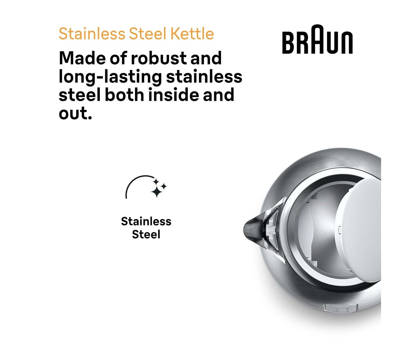 Braun Elkedel PurShine WK 1500 WH - Rustfrit stål/hvid - 2200 W billede 9