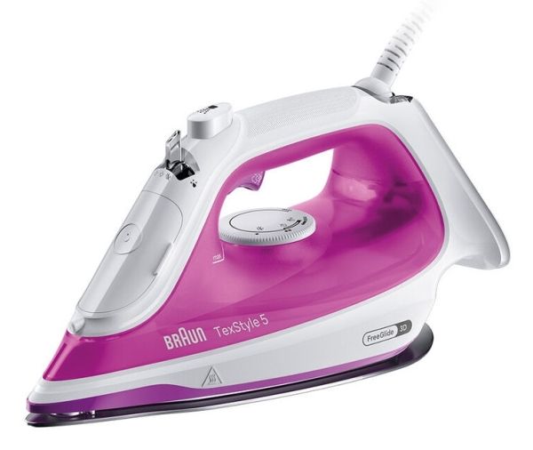 Braun TexStyle 5 SI 5225, Dampstrygejern, 2 m, 200 g/min, Lyserød, Hvid, 50 g/min, 0,3 L