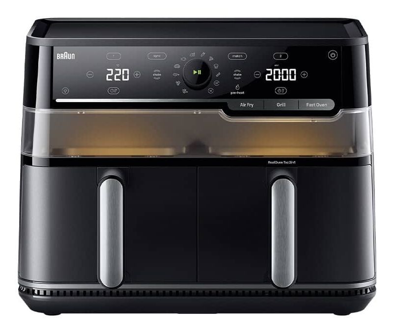 Braun TwinCook 5, Varmluftsteger, 10 L, 2,6 kg, Dobbelt, Sort, Berøring, Dreje billede 1