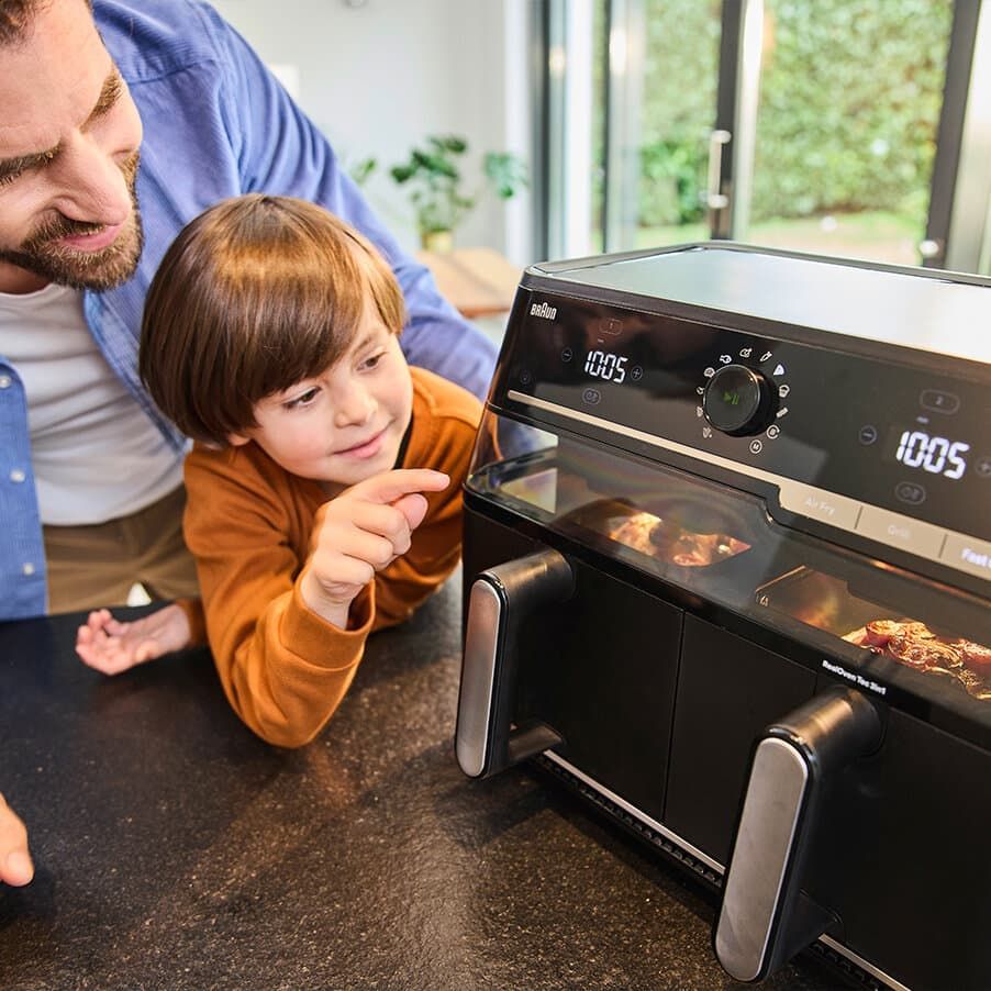 Braun TwinCook 5, Varmluftsteger, 10 L, 2,6 kg, Dobbelt, Sort, Berøring, Dreje billede 4