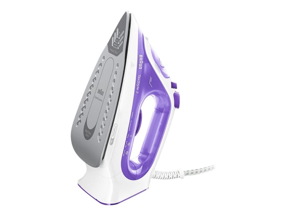 Braun TexStyle 3 SI3042VI, Dampstrygejern, Keramisk strygesål, 2 m, 160 g/min, Lilla, Sølv, Hvid, 0,27 L billede 2