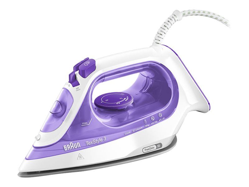 Braun TexStyle 3 SI3042VI, Dampstrygejern, Keramisk strygesål, 2 m, 160 g/min, Lilla, Sølv, Hvid, 0,27 L billede 3
