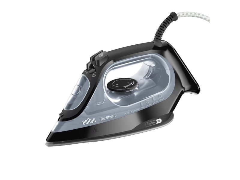 Braun TexStyle 3 SI 3055 BK - Dampstrygejern med automatisk afbrydelse - såleplade: FreeGlide 3D SuperCeramic - 2400 W - sort billede 4