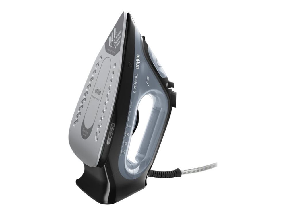 Braun TexStyle 3 SI 3055 BK - Dampstrygejern med automatisk afbrydelse - såleplade: FreeGlide 3D SuperCeramic - 2400 W - sort billede 2