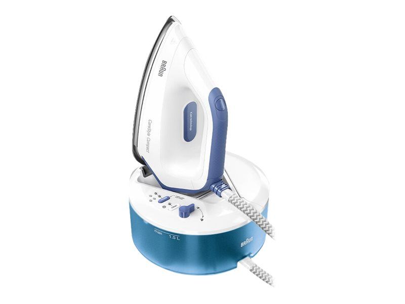 Braun CareStyle Compact IS 2143 - Dampstrygejern med automatisk afbrydelse - såleplade: EloxalPlus FreeGlide 3D - 2400 W - hvid/blå billede 1