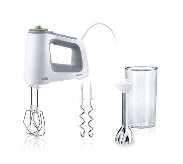 Braun HM 5107 WH, Håndmixer, Grå, Hvid, Slå, Ælte, Mikse, Knapper, Dreje, CE, Rustfrit stål billede 2