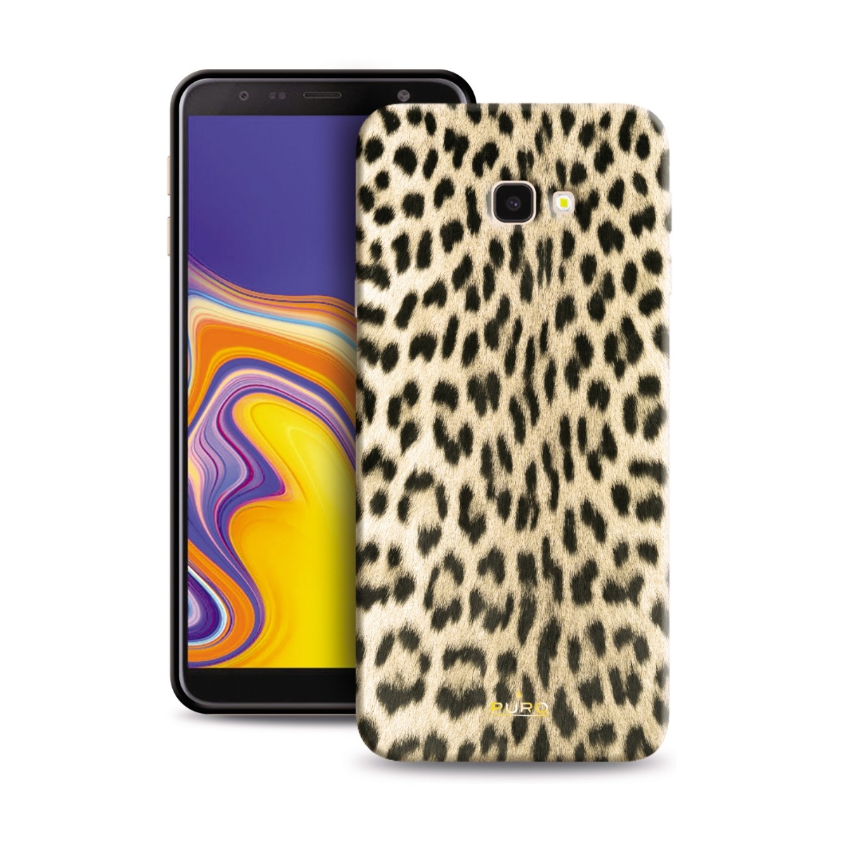 Puro Leopard Cover Galaxy J4 + (2018), sort billede 4