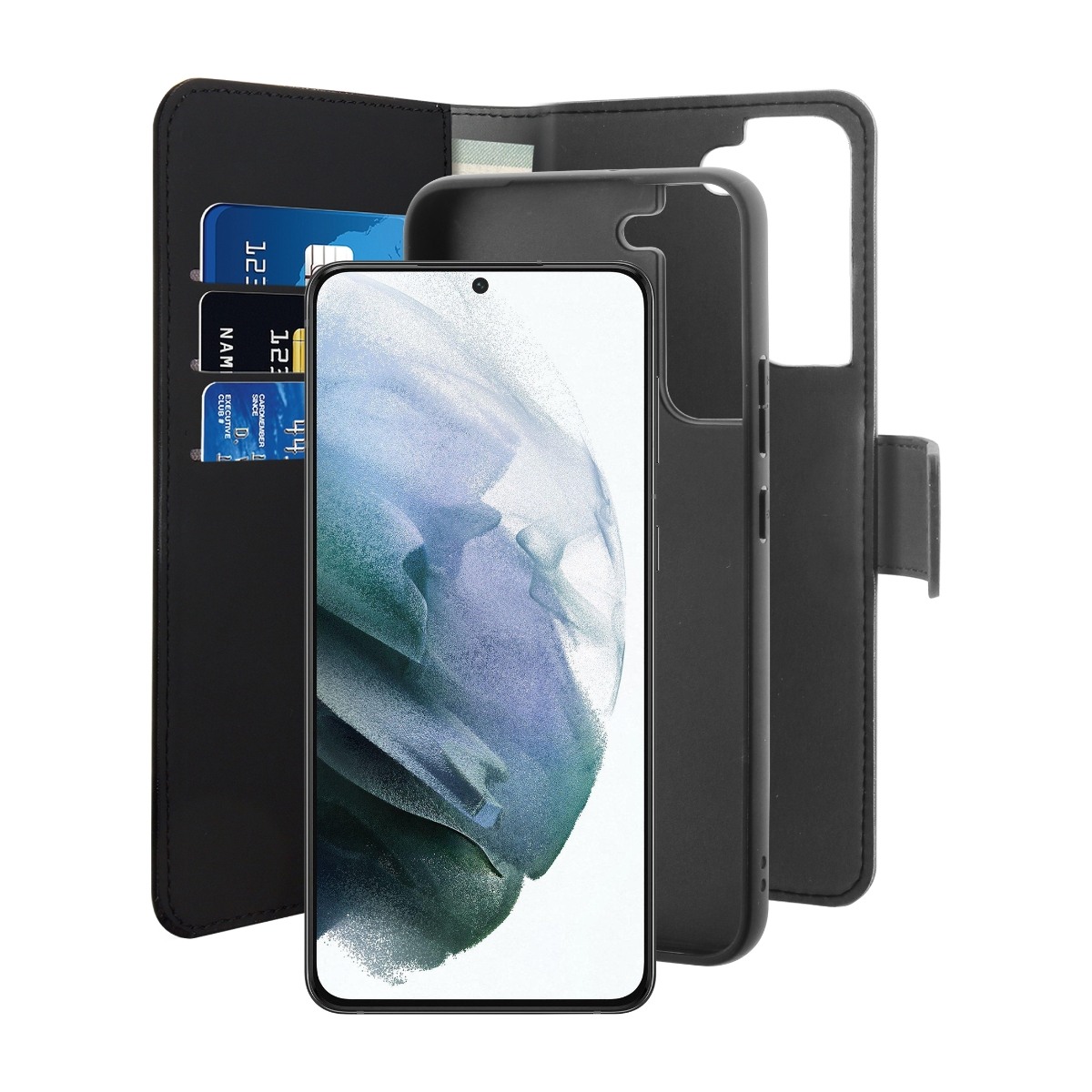 Puro Wallet Eco-Leath 2IN1 Samsung Galaxy S22+ tegnebogscover, sort billede 2