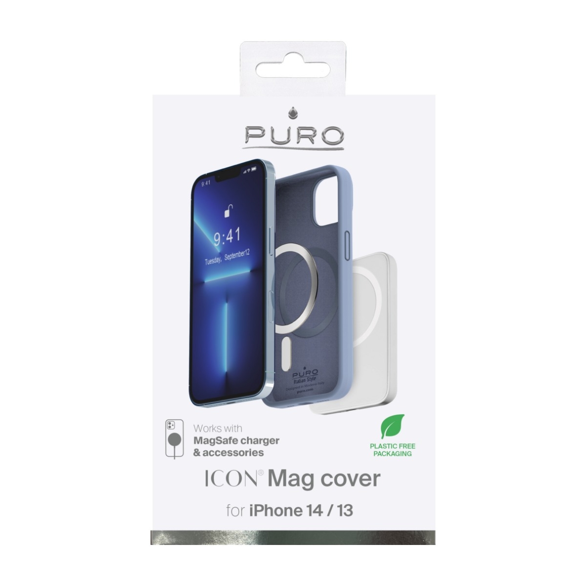 Puro iPhone 14/13 Icon Cover MagSafe, lyseblå billede 4