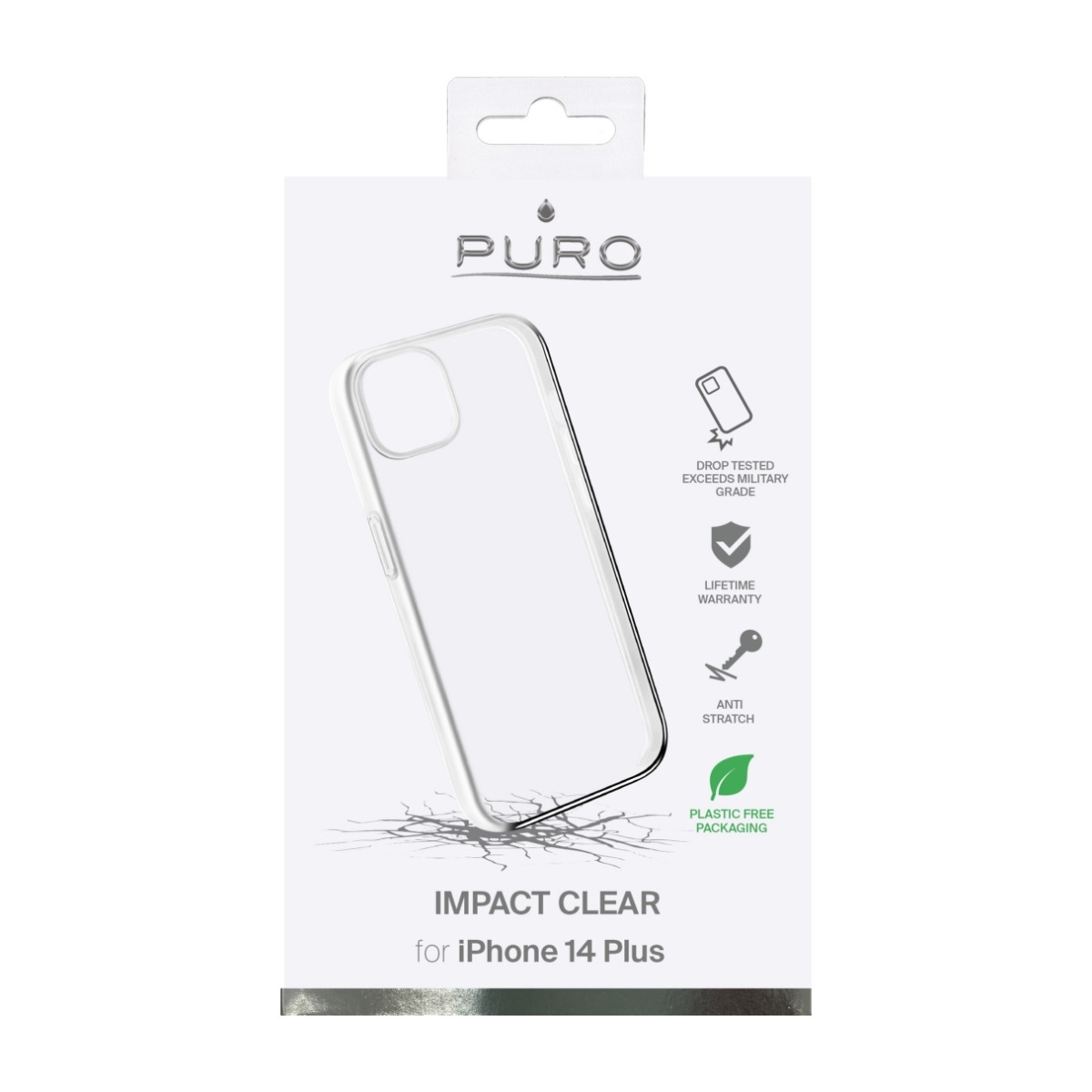 Puro iPhone 14 Plus Impact Clear Cover, gennemsigtigt billede 4