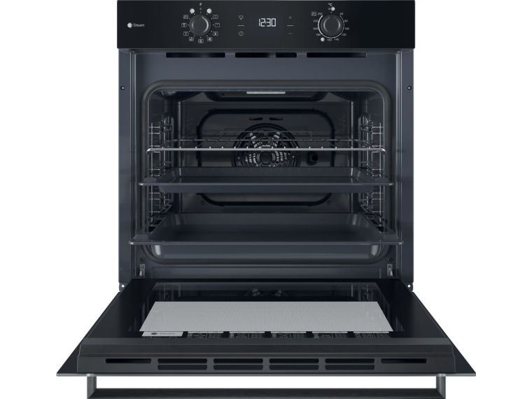 Indesit IO K58HS B, Medium, Elektrisk ovn, 71 L, 71 L, Blæsertvungen, Hydrolytisk