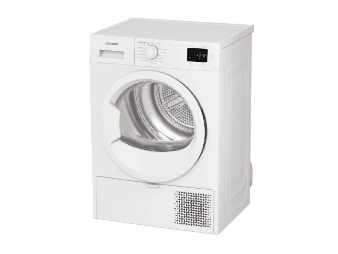 Indesit C YSD 72D WW EE, Fritstående, Front-læsning, Varmepumpe, Hvid, Dreje, Højre