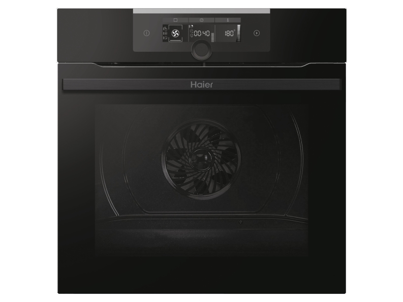 Haier I-Turn Series 2 HWO60SM2F3BH - Ovn - til indbygning - niche - bredde: 56 cm - dybde: 56.1 cm - højde: 59 cm - med selv-rengøring - Klasse A+ - sort