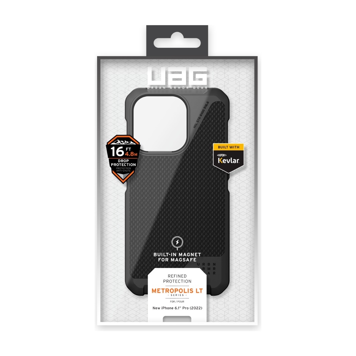UAG iPhone 14 Pro Metropolis Lt Cover Kevlar, sort billede 4