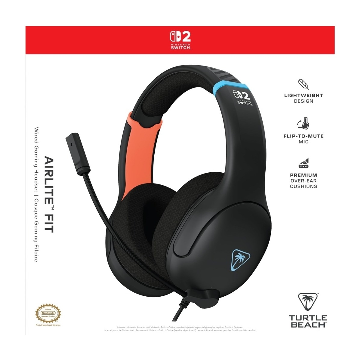 Turtle Beach Airlite Fit Nintendo Switch 2 gaming headset, sort billede 3