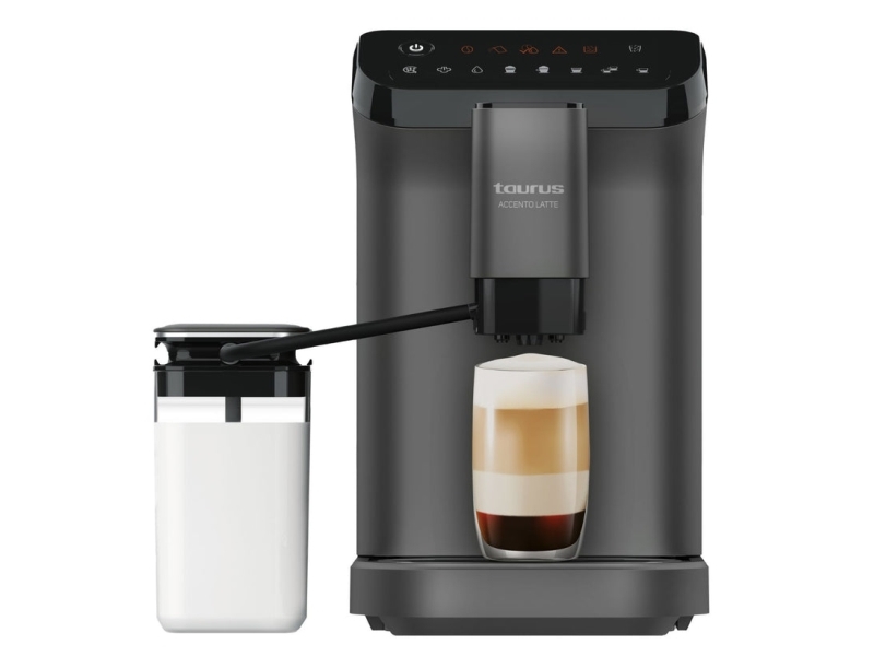 Taurus Accento Latte, Espressomaskine, 1,5 L, Kaffebønner, Indbygget kværn, Sort, Grå