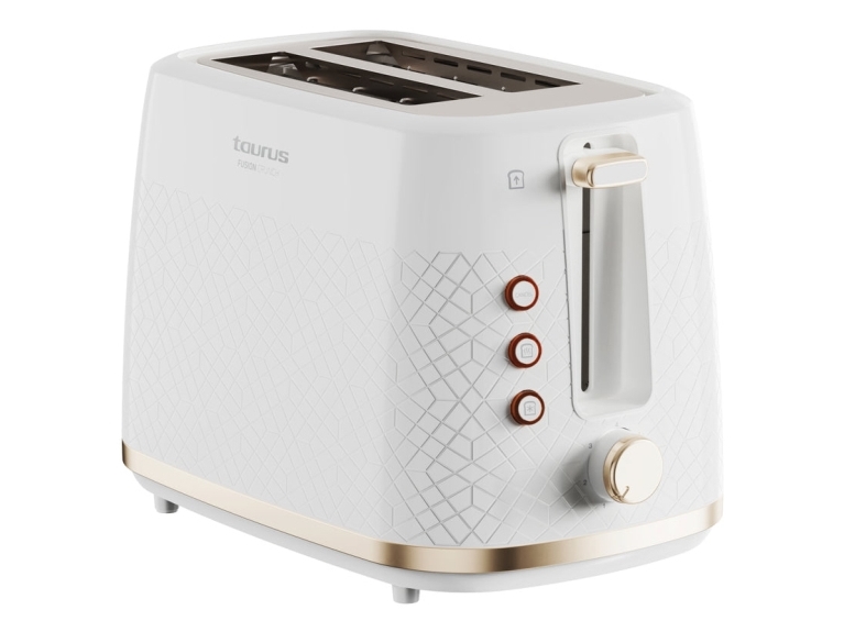 Taurus FUSION CRUNCH, 2 skive(r), Hvid, Rustfrit stål, Knapper, Dreje, 800 W