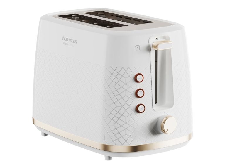 Taurus FUSION CRUNCH, 2 skive(r), Hvid, Rustfrit stål, Knapper, Dreje, 800 W