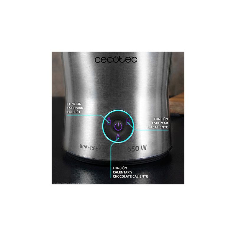 Cecotec 01518, Automatisk mælkeskummer/varmer, Sølv, Rustfrit stål, 200 ml, 400 ml, 0,4 L billede 3
