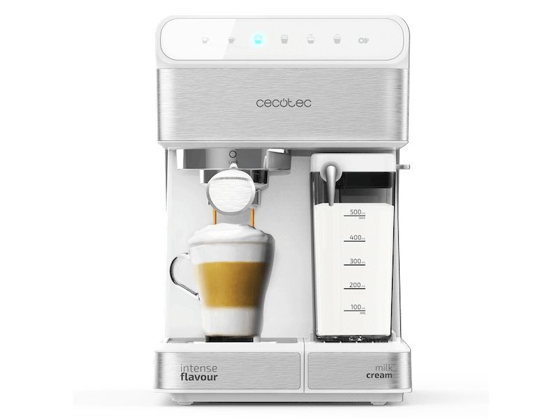 Cecotec Power Instant-ccino 20 Touch, Espressomaskine, 1,4 L, Malet kaffe, 1350 W, Rustfrit stål, Hvid
