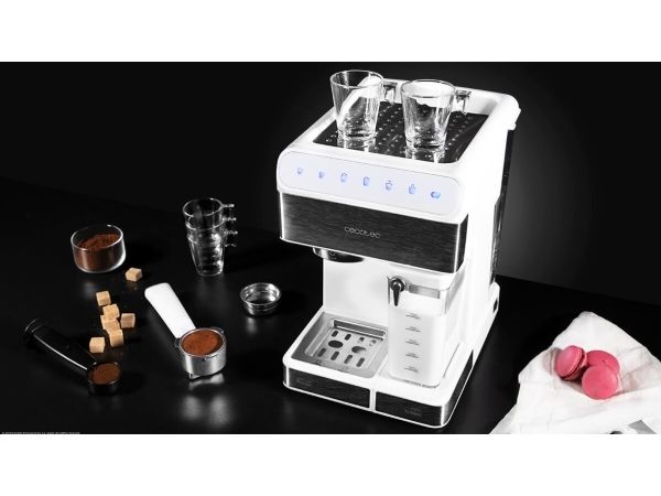 Cecotec Power Instant-ccino 20 Touch, Espressomaskine, 1,4 L, Malet kaffe, 1350 W, Rustfrit stål, Hvid