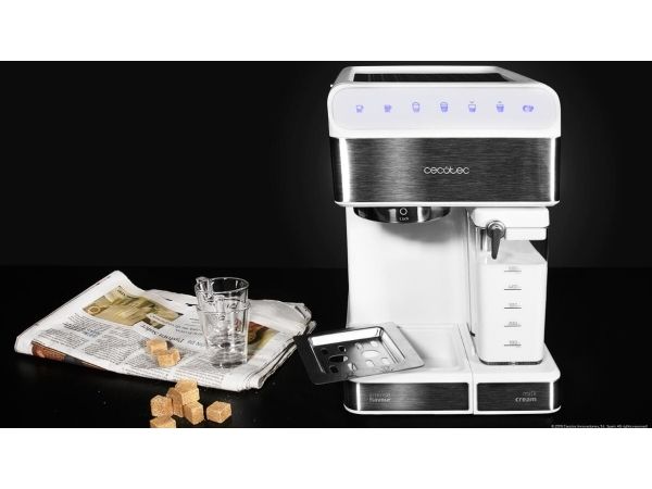 Cecotec Power Instant-ccino 20 Touch, Espressomaskine, 1,4 L, Malet kaffe, 1350 W, Rustfrit stål, Hvid