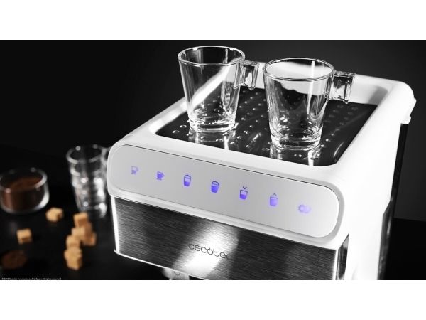 Cecotec Power Instant-ccino 20 Touch, Espressomaskine, 1,4 L, Malet kaffe, 1350 W, Rustfrit stål, Hvid