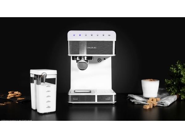 Cecotec Power Instant-ccino 20 Touch, Espressomaskine, 1,4 L, Malet kaffe, 1350 W, Rustfrit stål, Hvid