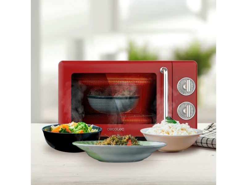 Cecotec 01710, Bordplade, Grill mikroovn, 20 L, 700 W, Dreje, Rød, Rustfrit stål