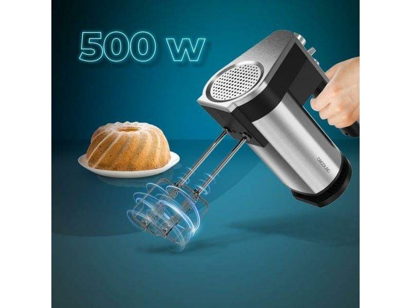 Cecotec PowerTwist 500, Håndmixer, Sort, Rustfrit stål, Ælte, Mikse, Omrøre, 500 W, 220 - 240 V, 50 / 60 Hz billede 2